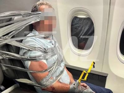 Passagier met ducttape vastgebonden in vliegtuig: ‘Hij had zijn handen om de nek van man naast hem’
