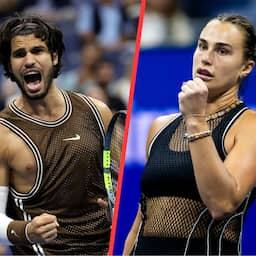 Titelhouders Carlos Alcaraz en Aryna Sabalenka denderen door op US Open