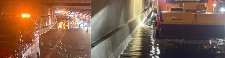Aanrijding in ondergelopen aquaduct op snelweg