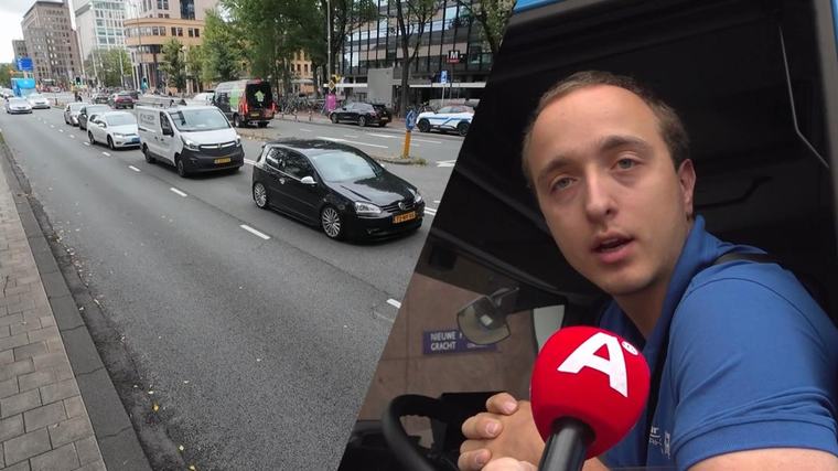 Weesperstraat in Amsterdam over een week officieel smaller, maar het verkeer staat nu al vast