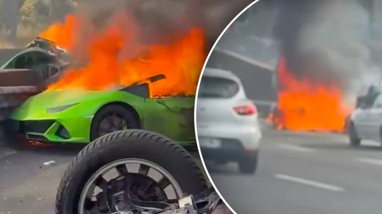 Dodelijk ongeval op de A3 bij Parijs: Lamborghini in tweeën gesplitst en in brand gevlogen